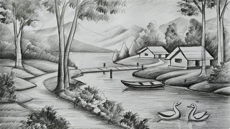 scenery sketch|How to Draw Scenery .